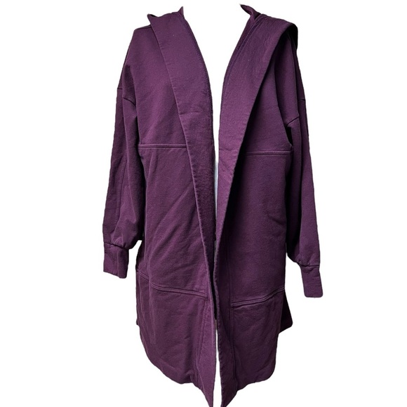 FLX XXL Cozy Hooded Sweatshirt Long Cardigan Longline Plus Size Layering - Picture 2 of 8